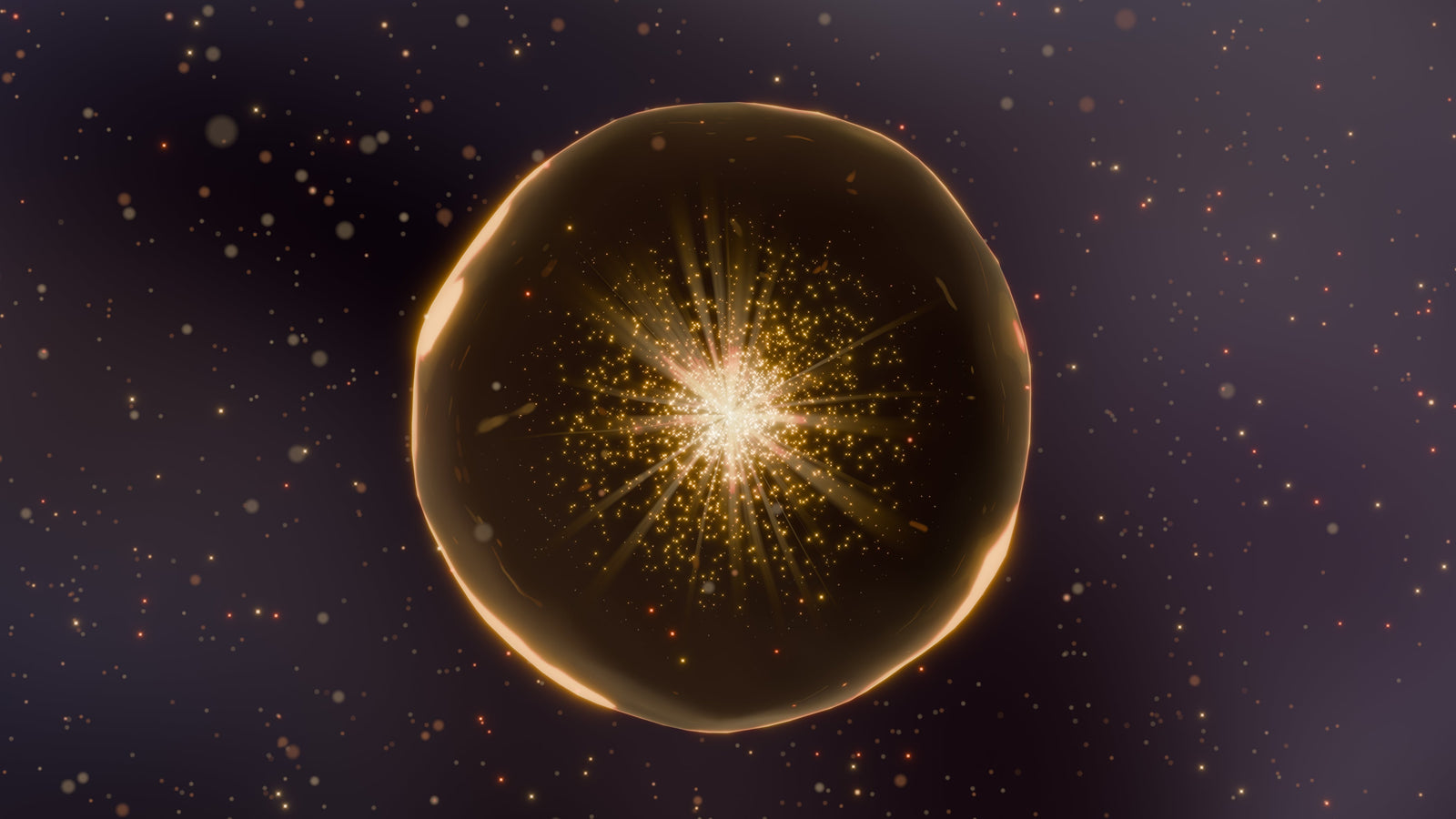 A radiant molecular nucleus suspended in space — a visual metaphor for the core intelligence of Exoceuticals®’ eXo³ exosome technology and its regenerative precision.